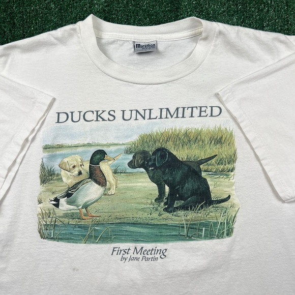 Marathon Apparel Other - VTG Marathon Apparel Ducks Unlimited T-Shirt Men's White XL Cotton Lab Dog 90s